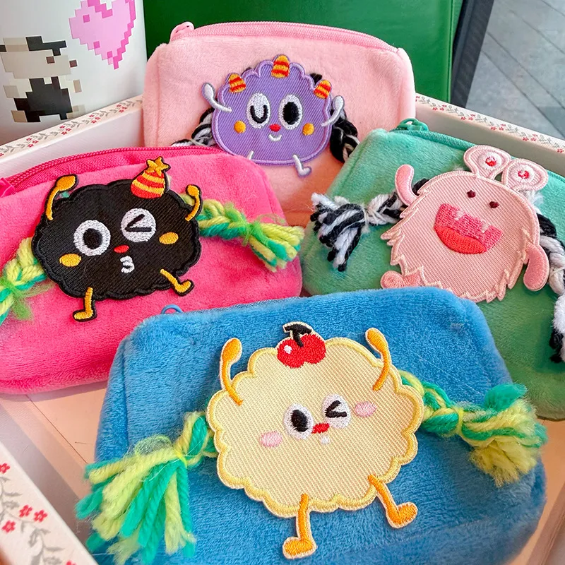 Cute Cartoon Monster Coin Purse for Kids – Soft Adorable Small Pouch with Tail Design, Kawaii Animal Change Wallet, Mini Storage Bag for Coins and Keys